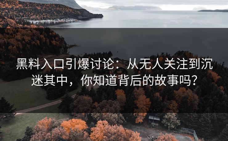 黑料入口引爆讨论：从无人关注到沉迷其中，你知道背后的故事吗？