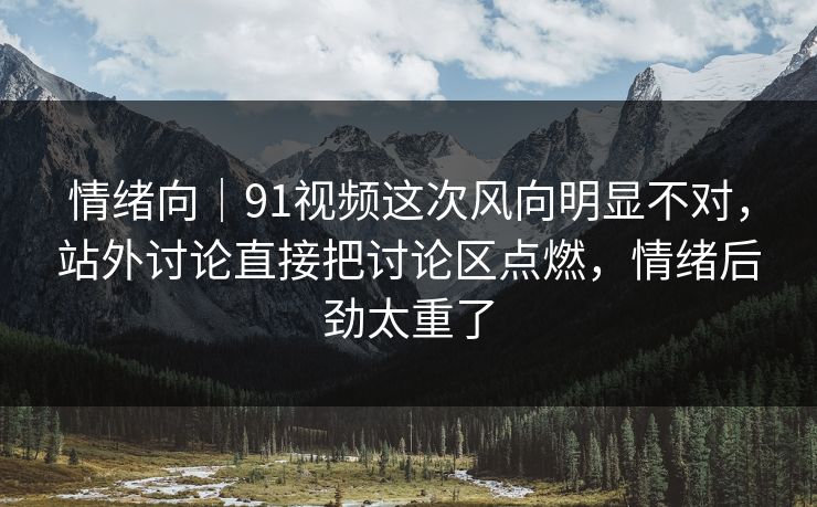 情绪向｜91视频这次风向明显不对，站外讨论直接把讨论区点燃，情绪后劲太重了