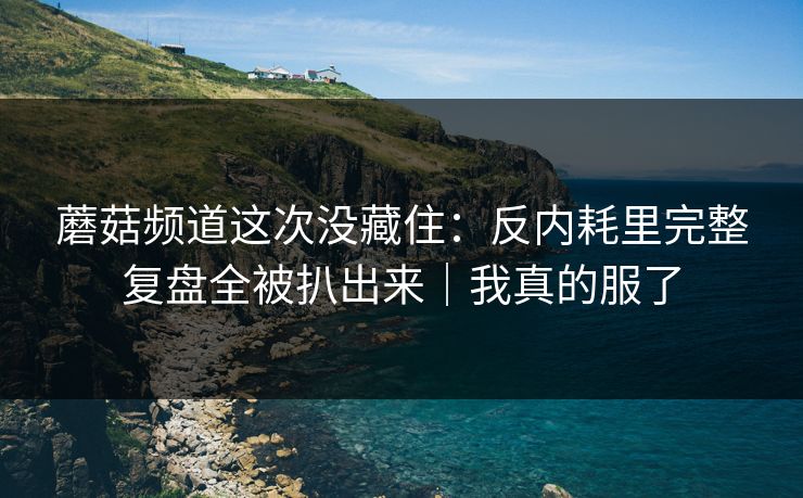 蘑菇频道这次没藏住：反内耗里完整复盘全被扒出来｜我真的服了